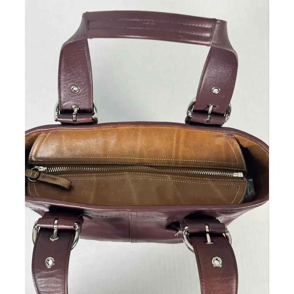 Coach Soho Plum Purple Leather Buckle Tote Shoulder Bag E3S-9544